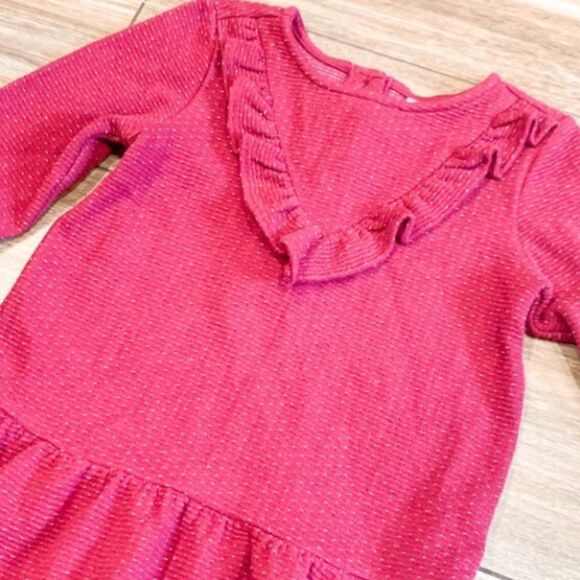 Janie & Jack Cranberry Shimmer Dress, Size 3 - Picture 2 of 4